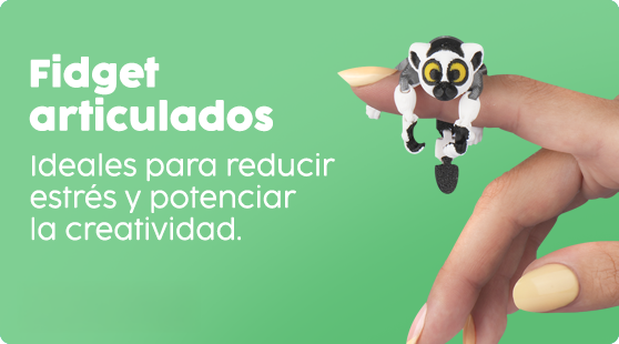 Explora nuestros fidget articulados, perfectos para relajarte, mejorar la concentración y divertirte. Figura únicas que combinan juego, colección y bienestar en cada movimiento.
