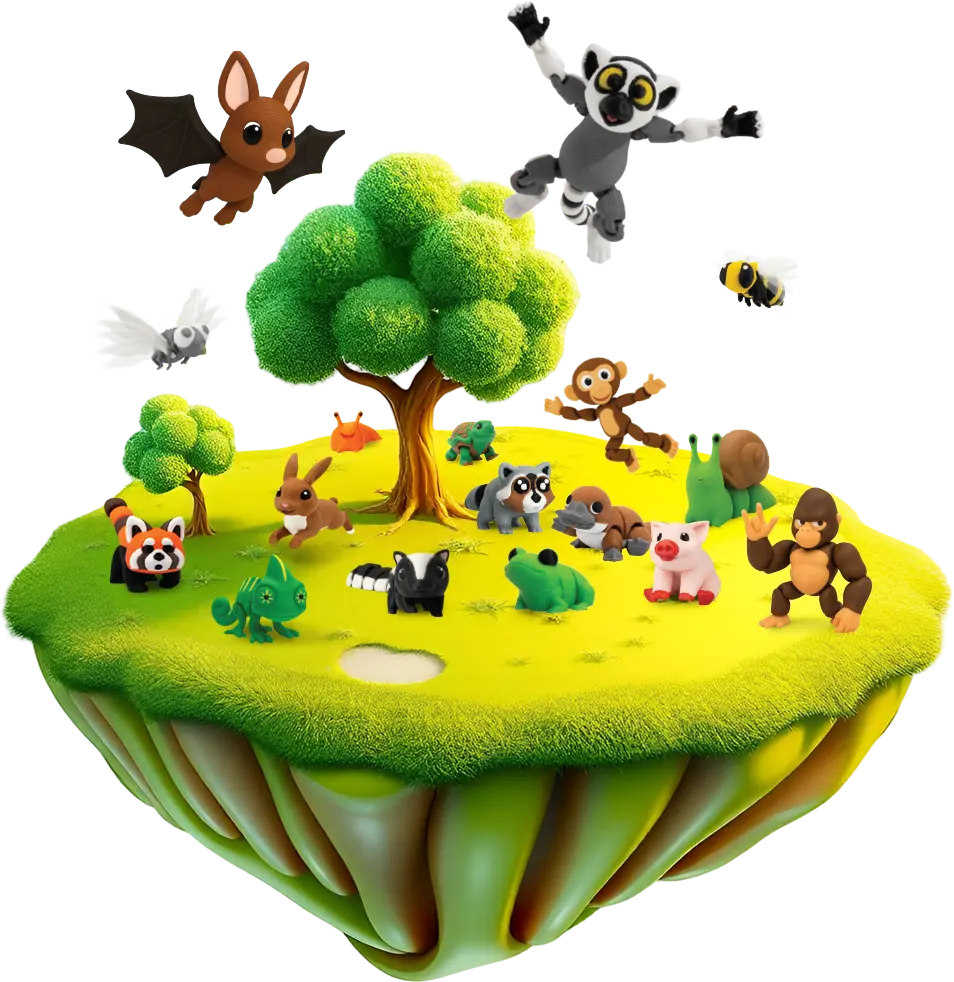 Mundo Tiny con personajes articulados